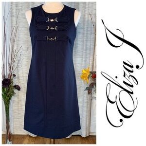 Eliza J New York dark navy blue sleeveless sheath dress.